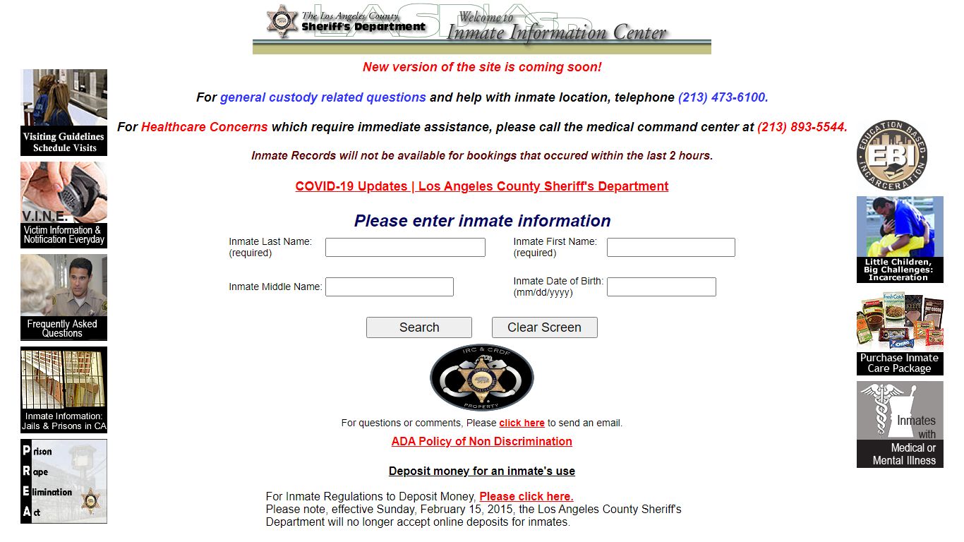 LASD Inmate Information Center - Inmate Search